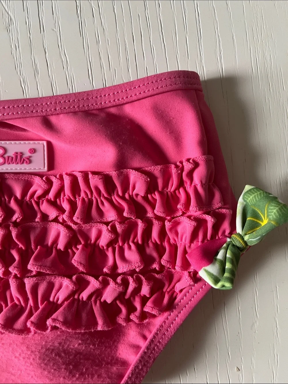 Ruffle Butts Pink & Green Tropical Rashguard Swim Set